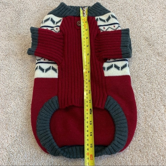 SAM And Coco small breed dog red cream and gray sweater size large - Picture 5 of 7